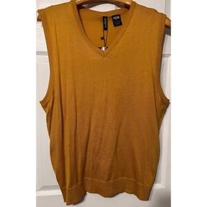 Empra Mens V-Neck Sweater Vest Dijon Yellow BM1200 Acrylic Knit Size 2XL NWT